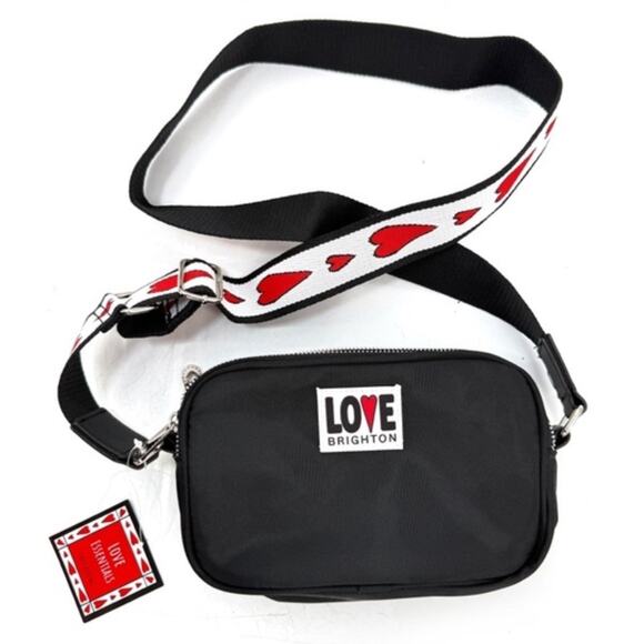 Love Brighton Crossbody Bag Black Red Heart Strap NWT And Extra Makeup Bag - Picture 11 of 15
